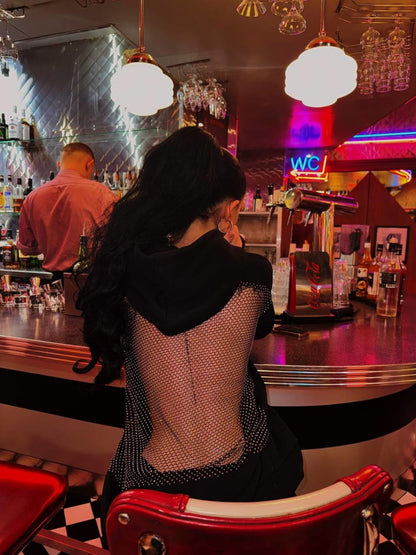 CRYSTAL MESH HOODIE